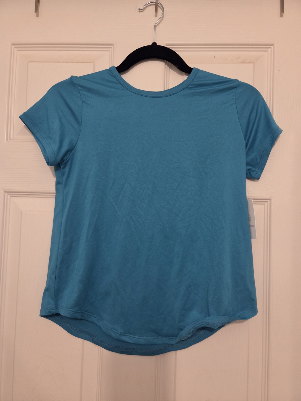 WeWander Girl's Short-Sleeve Crewneck Tee in Aqua Blue